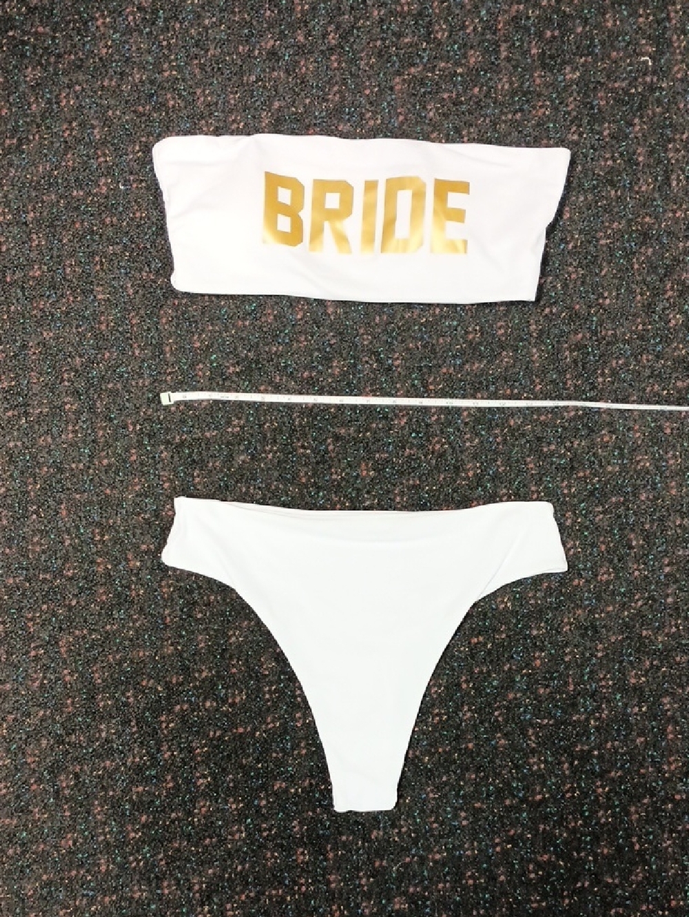 White 'BRIDE' Bikini Set with Gold Lettering